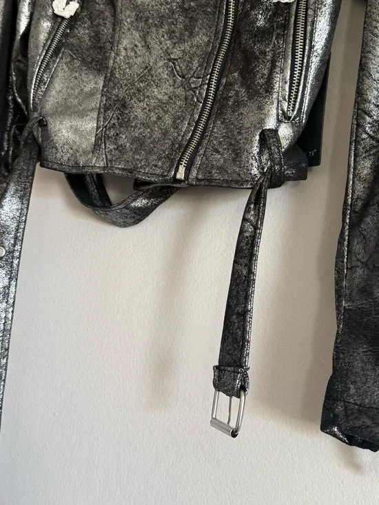 Metallic Silver Moto Jacket - Women - Picture 3 of 9